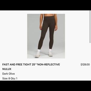 FAST AND FREE TIGHT 25" *NON-REFLECTIVE NULUX in dark olive.